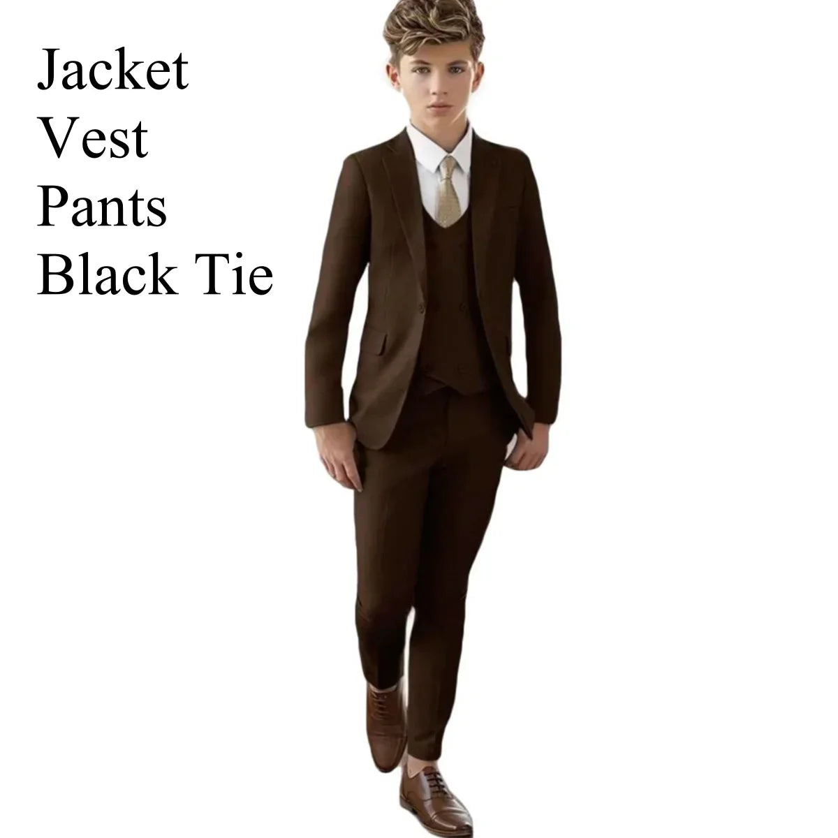 Boys 3-Piece Slim Fit Suit Set for Kids Wedding Prom and Formal Occasions