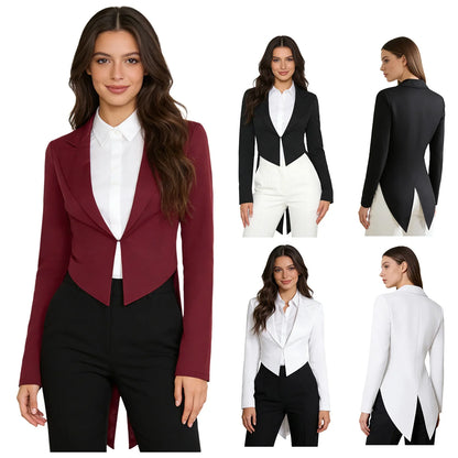 Womens Nightclub Cocktails Tailcoat Waitress Cosplay Costume Blazer Jackets Swallowtail Jacket Tuxedo Coat Jazz Dance Costume