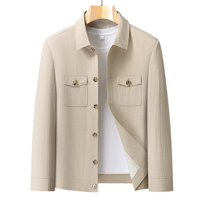 Outdoor Linen Men Jacket Fashionable and Casual for Camping, Fishing, Hiking, Driving and Photography Trips, Lightweight Jacket