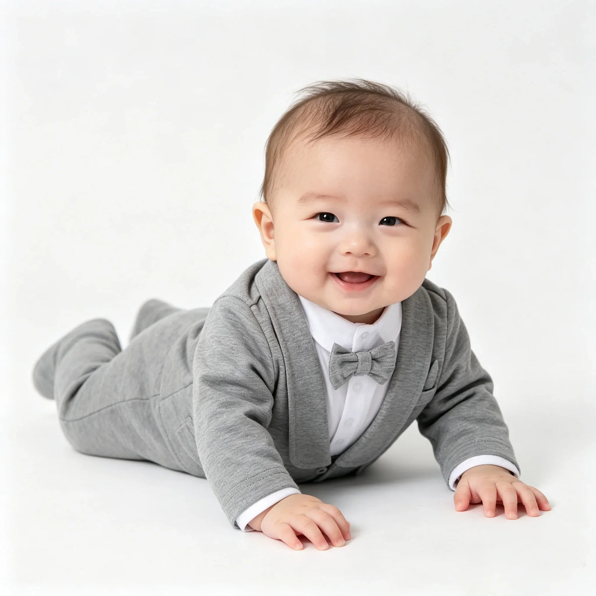 Toddler Baby Boy Black Tuxedo Romper Suit Fake Blazer Long Sleeve Jumpsuit With Bow Tie Wedding Baptism Gentleman Formal Outfit