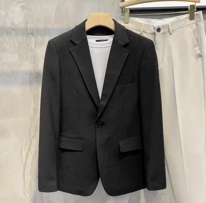 Men's Loose HK Style Plaid Blazer Wrinkle-Free Spring Autumn Casual Jacket