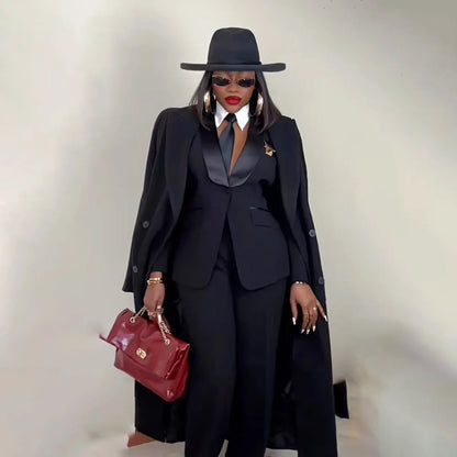 Modern Women's Suit New 3 Piece Pants Sets Blazer+Trousers+Overcoat Office Commute Elegant Style Banquet Dinner Formal Wear