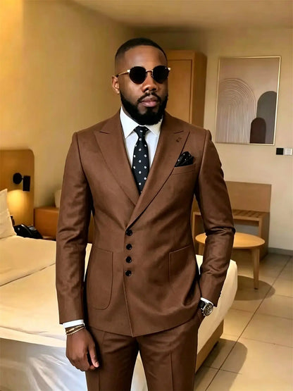 Slim Fit Men's Suits Single Breasted 2 Piece Jacket Pants Sets Wedding Formal Business Dinner Tuxedo High Quality Male Clothing