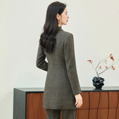 High End Windbreaker Coat Professional Suit Female Autumn Winter Formal Ladies Lengthen Business Suits Women Work Office Uniform