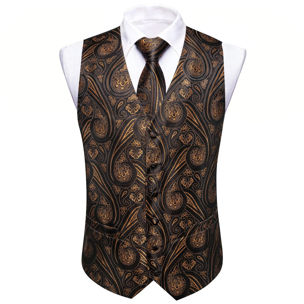 Men's Jacquard Suit Vest Set with Tie, Bow Tie, Pocket Square & Cufflinks – Wedding & Formal