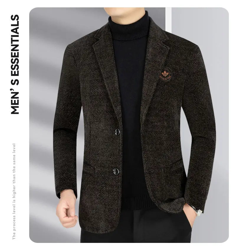 Blazer Men's Business Gentleman Wedding Fashionable Solid Color Best Man, Slimming and Casual Middle-aged and Elderly Blazer