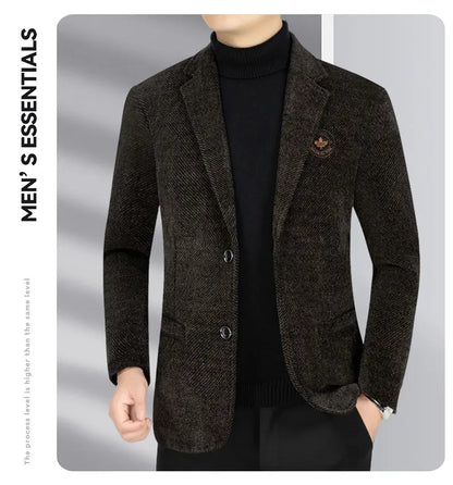Blazer Men's Business Gentleman Wedding Fashionable Solid Color Best Man, Slimming and Casual Middle-aged and Elderly Blazer