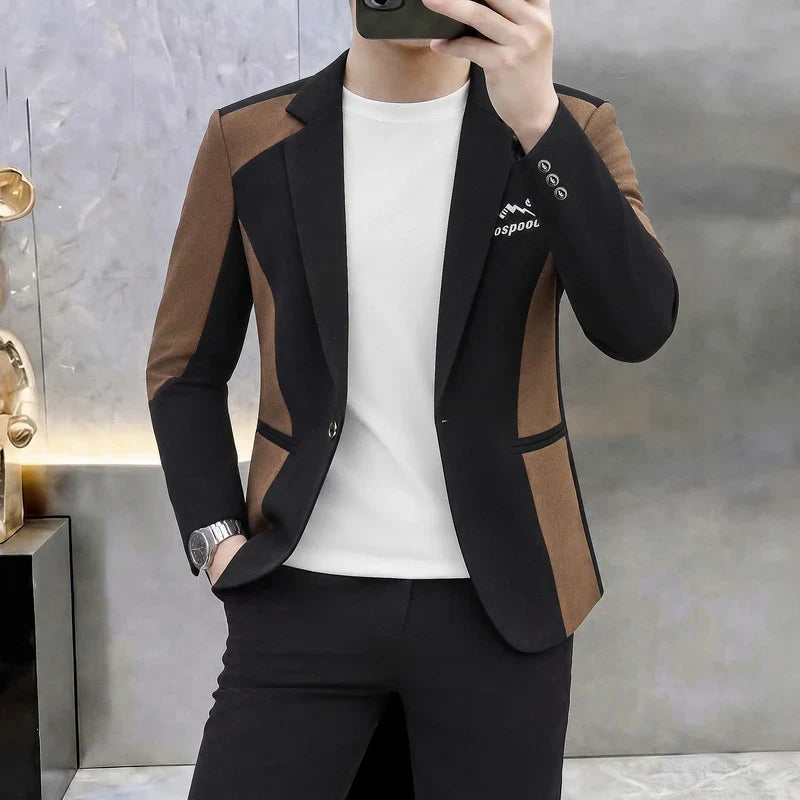 High-Quality Fashionable Autumn Winter Plaid Suit Men's Slim Fit Single-Breasted Jacket Youth Stylish Outerwear Top for Men