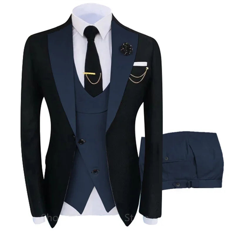 Nouveau costume 3 pièces pour homme, costume homme, revers châle, blazer, smoking, populaire pour fête et mariage (blazer+gilet+pantalon)