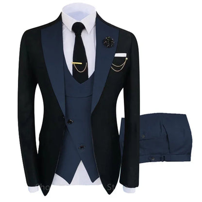 Nouveau costume 3 pièces pour homme, costume homme, revers châle, blazer, smoking, populaire pour fête et mariage (blazer+gilet+pantalon)