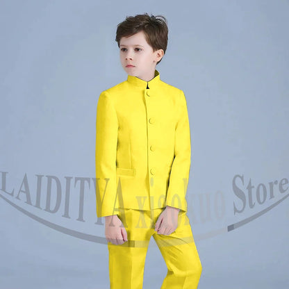 Boy Suits Fashion Stand Collar Single Breasted Outfits 2 Piece Formal Party Tuxedo Daily Casual Slim Children's Clothing