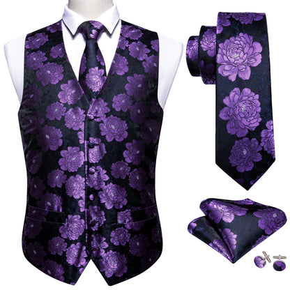 Men's Vest Embroidered Paisley Floral Waistcoat for Formal and Casual Wear — Green, Blue, Silver, Gray, Gold, Pink