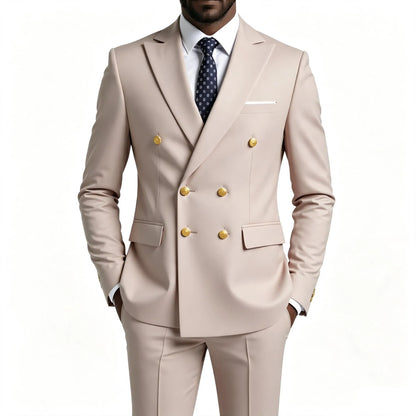 Costume 2 pièces ajusté pour homme, veste de costume et pantalon assorti, pour tenue de cérémonie, d'affaires ou de mariage