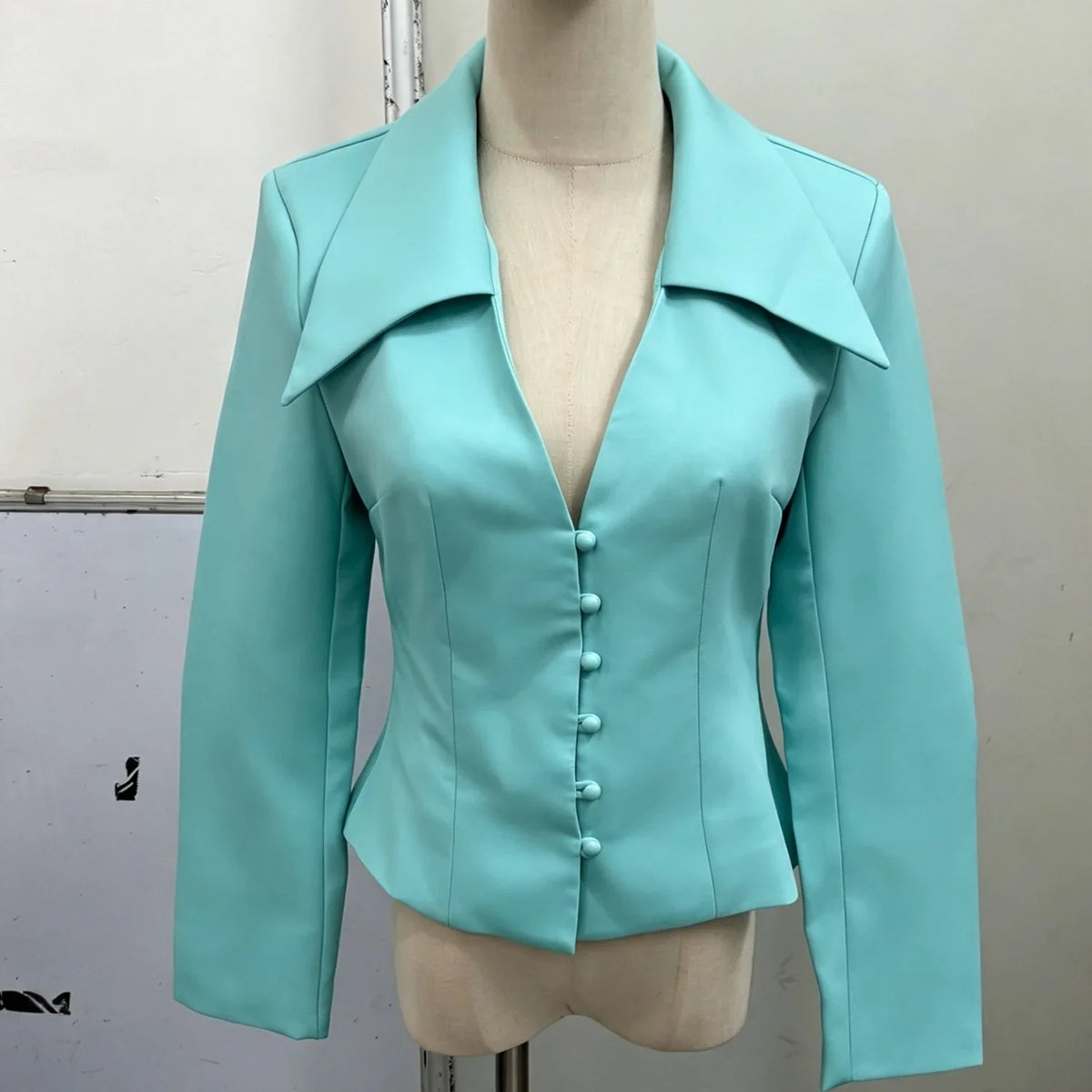 2026 New2Pcs Outfit, Slim Cut Deep V Blazer+Mini Skirt, Structured Shoulder, Elegant Suit for Club Date Cocktail Party