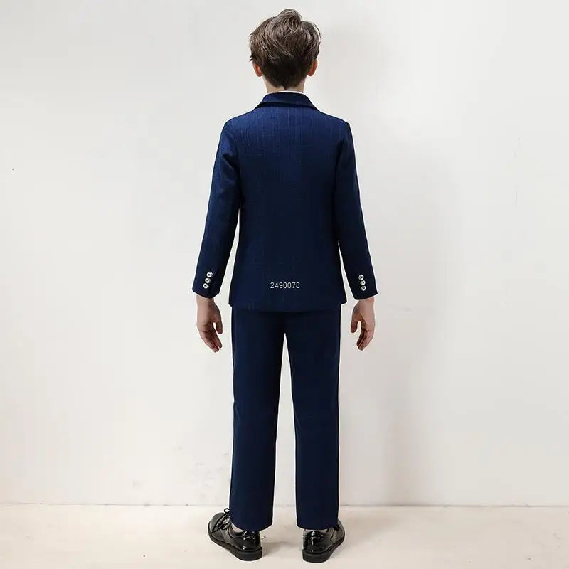 Big Teenager Tuxedo Dress Children Dance Costume Flower Boy Wedding Suit Kids Formal Jacket Vest Pants 3PCS Party Photograph Set