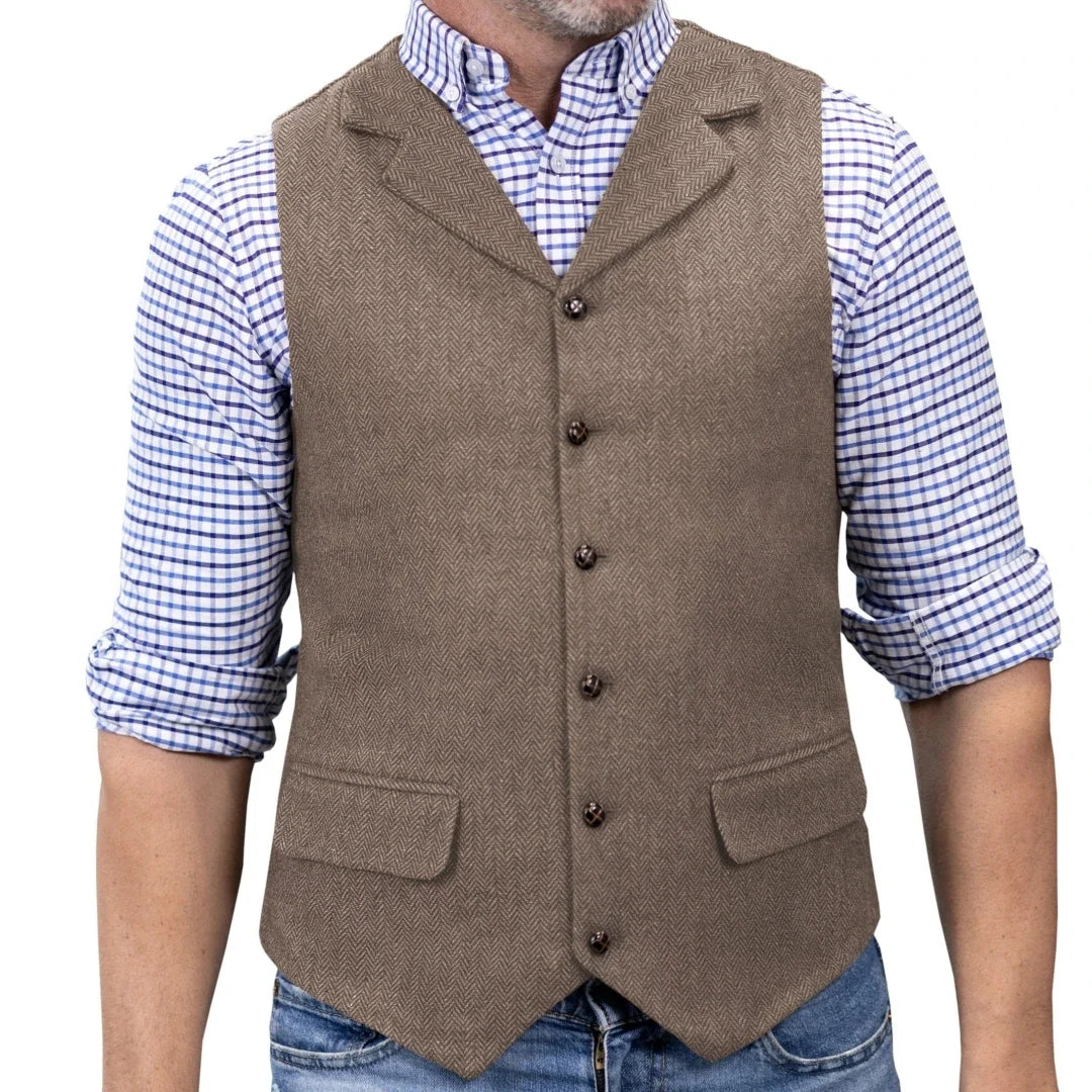 Men's Formal Vest | Single Breasted Lapel Waistcoat for Weddings & Business