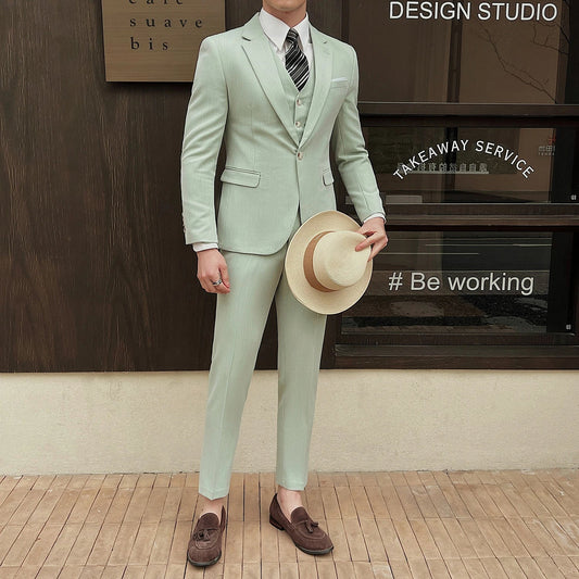 Men's Smart Casual Slim Fit Suit Set – Light Pink, Beige & Light Green | Wedding & Spring Wear