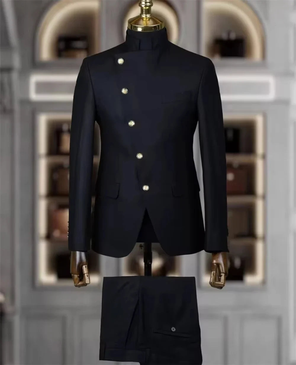 Men's Single Breasted Slim Fit 2-Piece Suit Set – Casual Business & Wedding Formal Wear