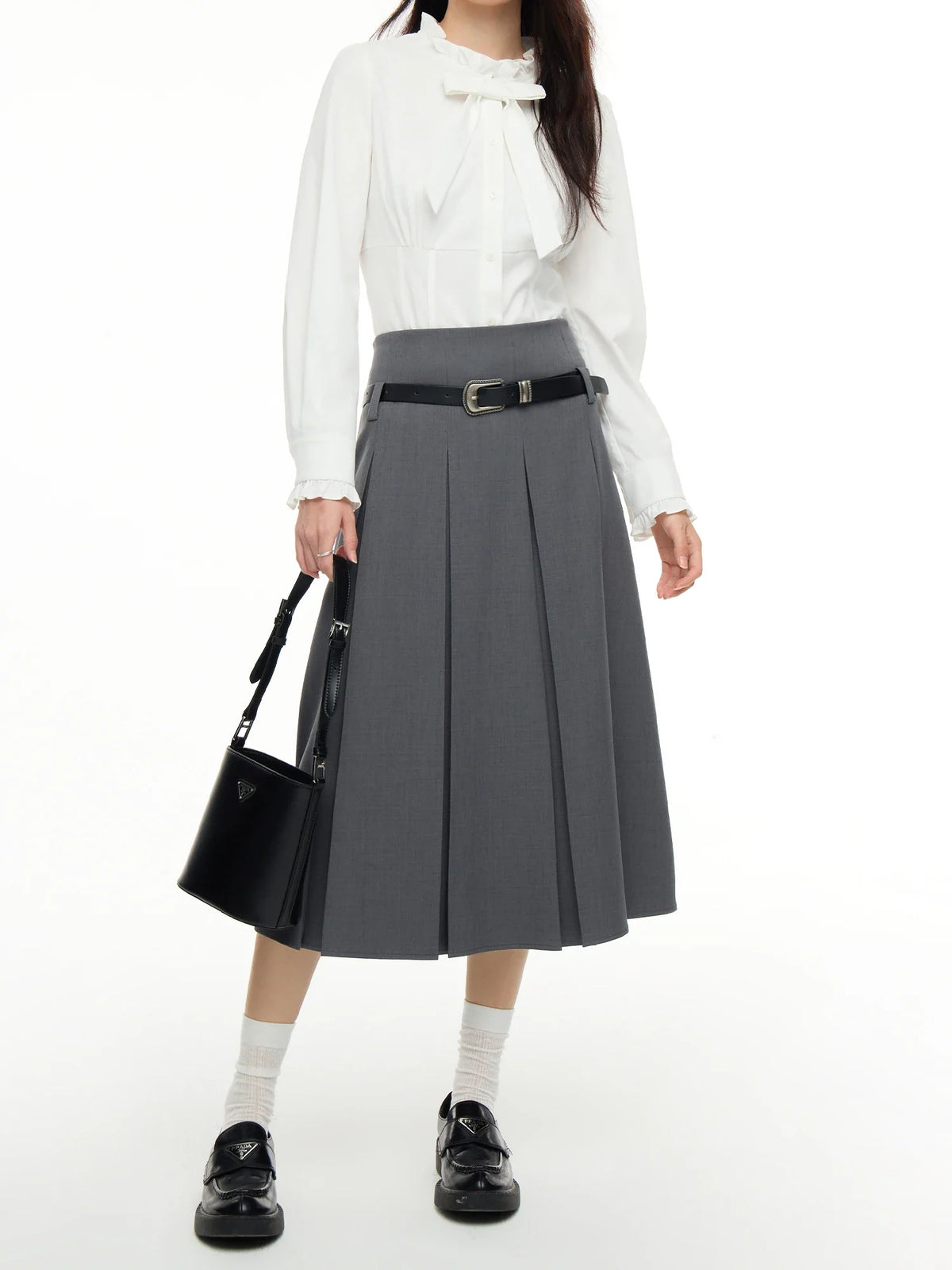 Plus Size Dark Gray Blazer Skirt Suit Office Outfit 2024 Autumn New Design Lapel Elegant Dress Skirt Female Suit（No Belt）
