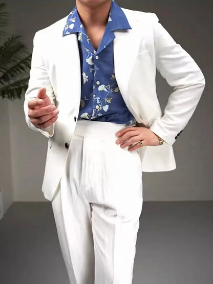 Men's Cotton Linen Two-Piece Suit Set – Slim Fit Business & Wedding