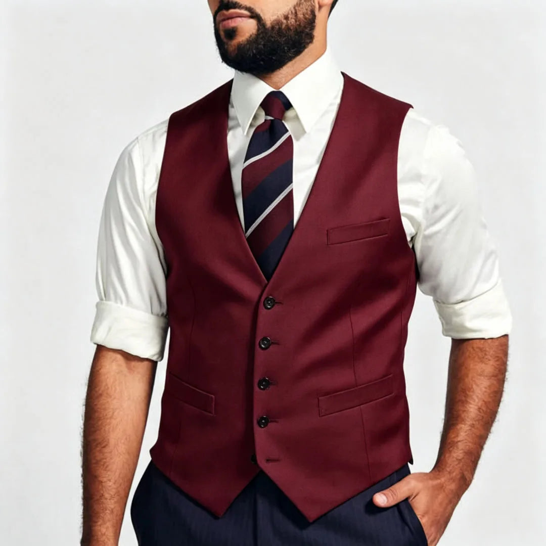 Men's Formal Vest – Single Breasted V-Neck Suit Waistcoat for Weddings & Business