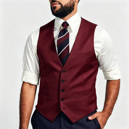 Men's Formal Vest – Single Breasted V-Neck Suit Waistcoat for Weddings & Business