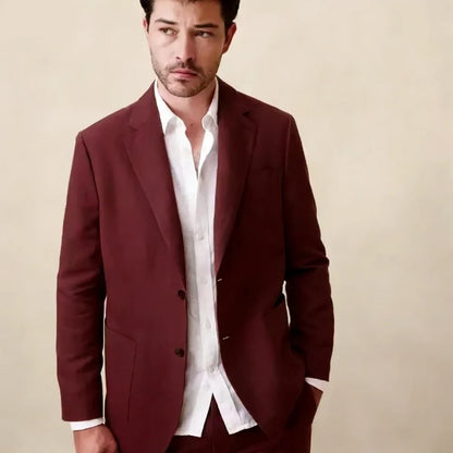 Elegant 2PCS Men Suits  Notch Lapel Single Breasted Male Blazer Set Formal Business Set Party Prom Wedding Tuxedos(Jacket+Pants)