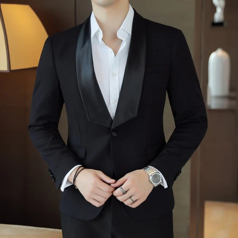 2026 Spring Men's Casual Business Suit Jacket High Quality Slim Lapel Spliced Social Banquet Dress Jacket Wedding Groom Blazers
