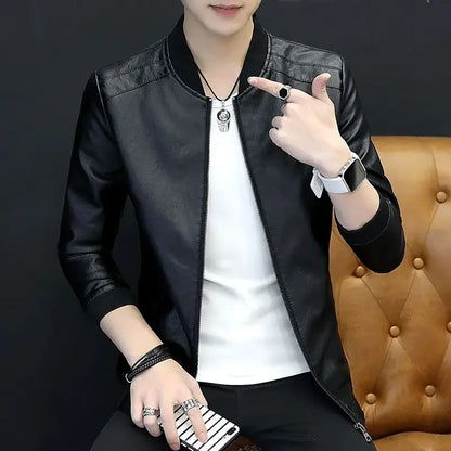 Brown Casual Men's Suit Jackets Trendy 2025 Korean Style Clothes Male Leather Blazer Single Models Luxury Designer Menswear Coat