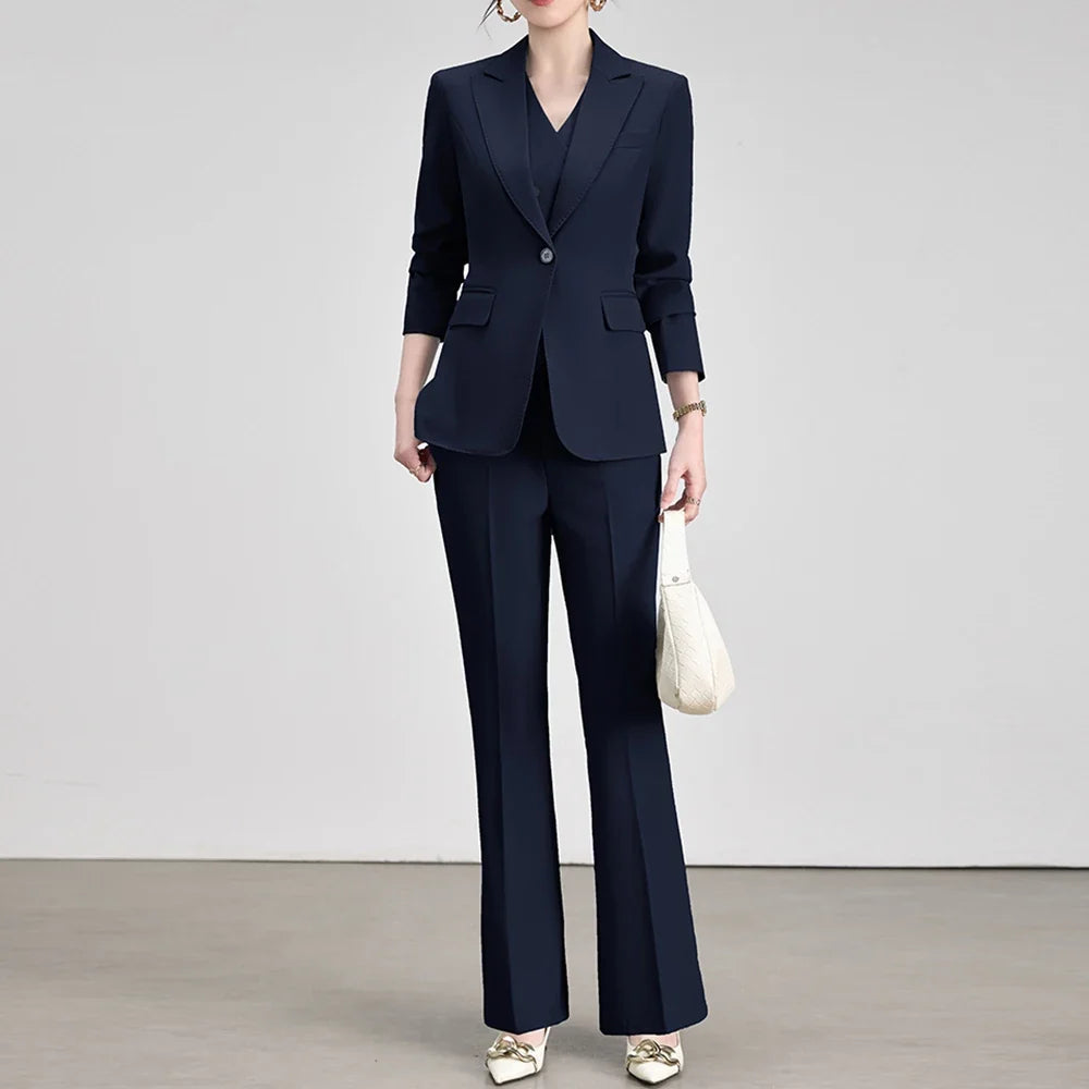Office Lady Work Blazer Trousers Suits for Women Autumn New Business Chic Blazer and Pants Sets 2 Pieces Womens Outfit Pink