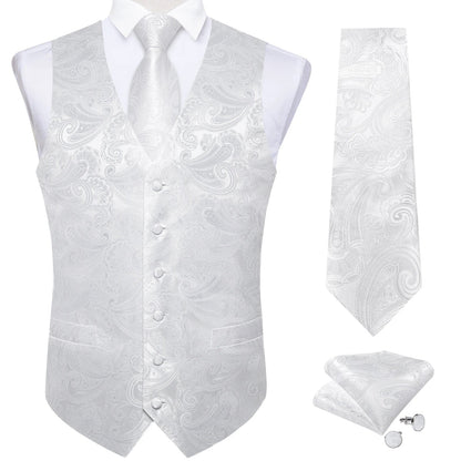 Men's Paisley Suit Vest with Tie and Handkerchief Set for Wedding and Prom