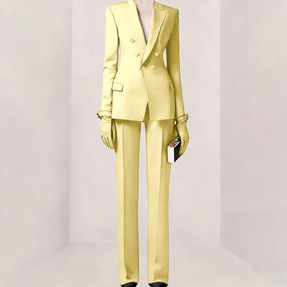 Purple Women Suit Double-breasted Peaked Lapel Two Pieces(Jacket+Pants) Modern Fashion Slim Business Office Lady Set Custom