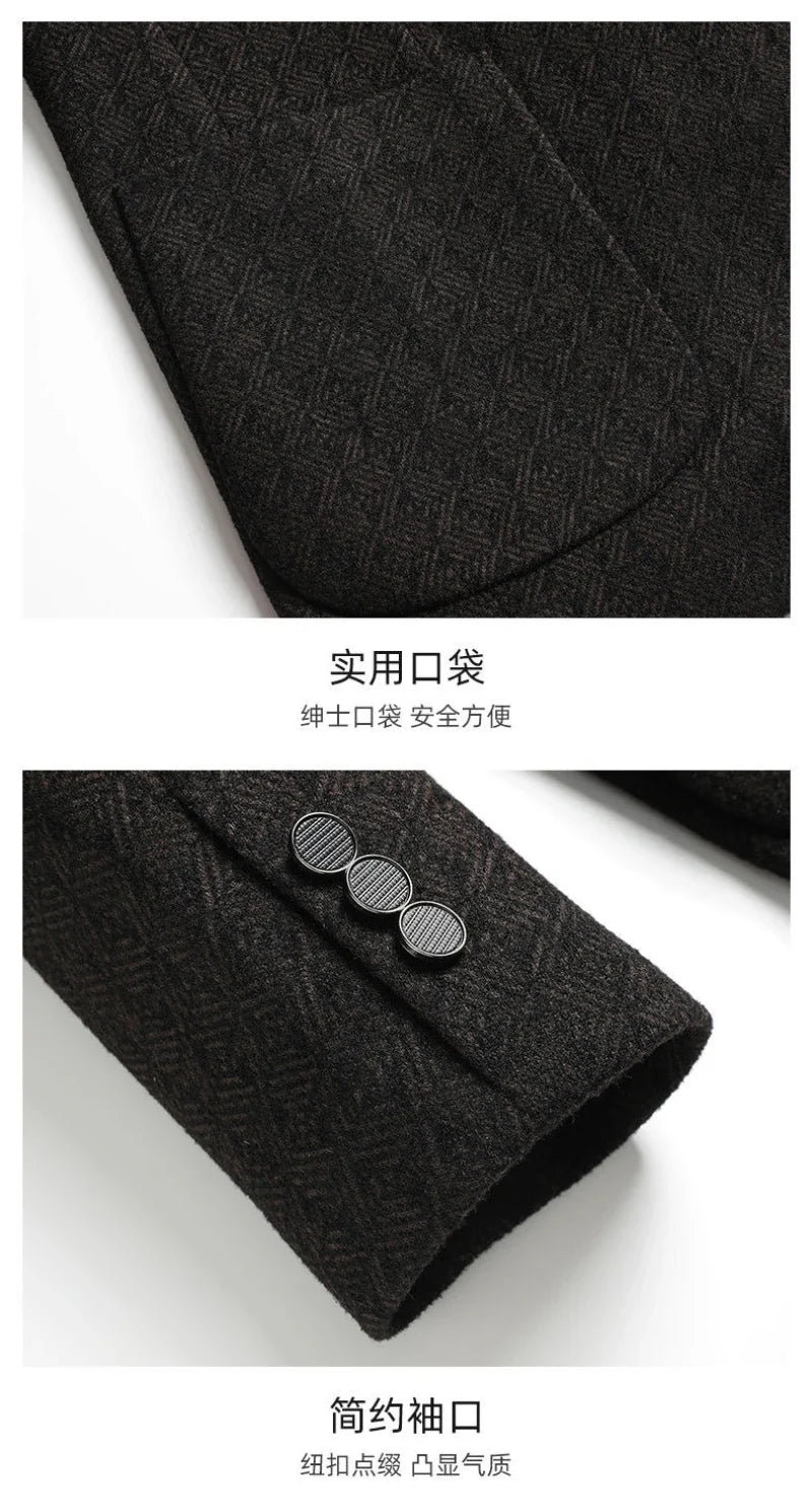 2026 Blazer's New Men's Fashion Business Outdoor Banquet Versatile Wedding Hosting Dress, Actor Gentleman Casual Scarf Blazer