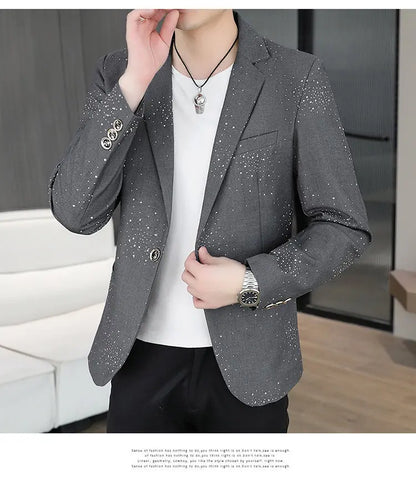 Blazer Men's Sequined High-end Hot Diamond Style Business Outdoor Travel Wedding Youth Slimming Casual High Formal Wear Blazer