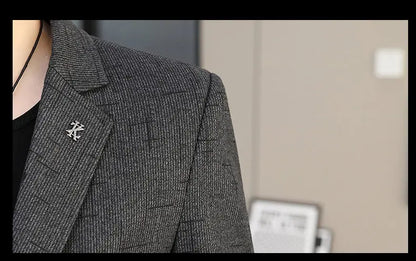 Blazer Men's Fashion Business Outdoor Travel Solid Color Trendy Wedding Youth Slimming Versatile Casual High Formal Wear Blazer