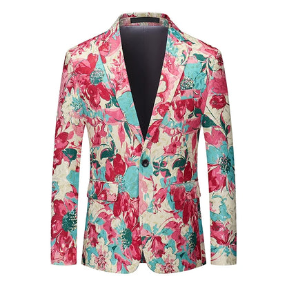 Men's Jacquard Blazer Slim Fit Single Breasted Smart Casual & Formal Wedding Jacket