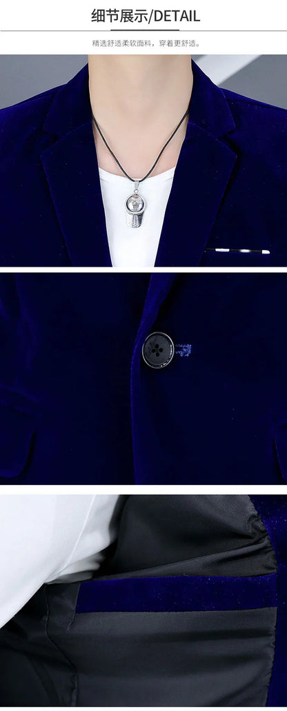 2025 Canary Suit Men's Velveteen Casual Small Suit British Style Business Single West Casual Clothes Trend Youth Handsome Shirt