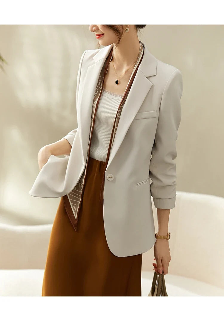 Blazer Women 2026 Spring Autumn Elegant Fashion Office Lady Work Business Professional Notched Suit Jacket 153XA3220X