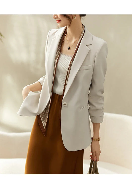 Blazer Women 2026 Spring Autumn Elegant Fashion Office Lady Work Business Professional Notched Suit Jacket 153XA3220X