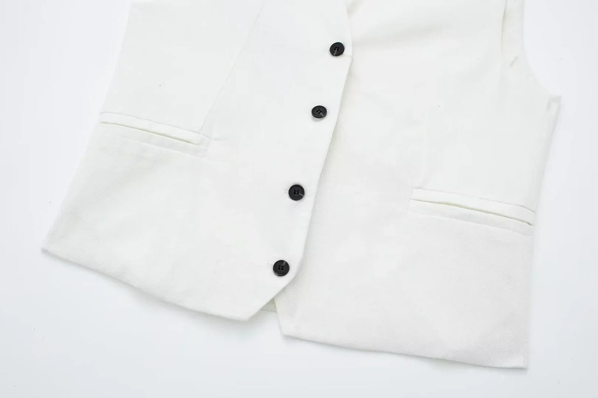 Women's Vest Tops 2024 Cropped Sleeveless Suit Vest Office Casual White Black Vest For Women Summer Formal Vests Woman