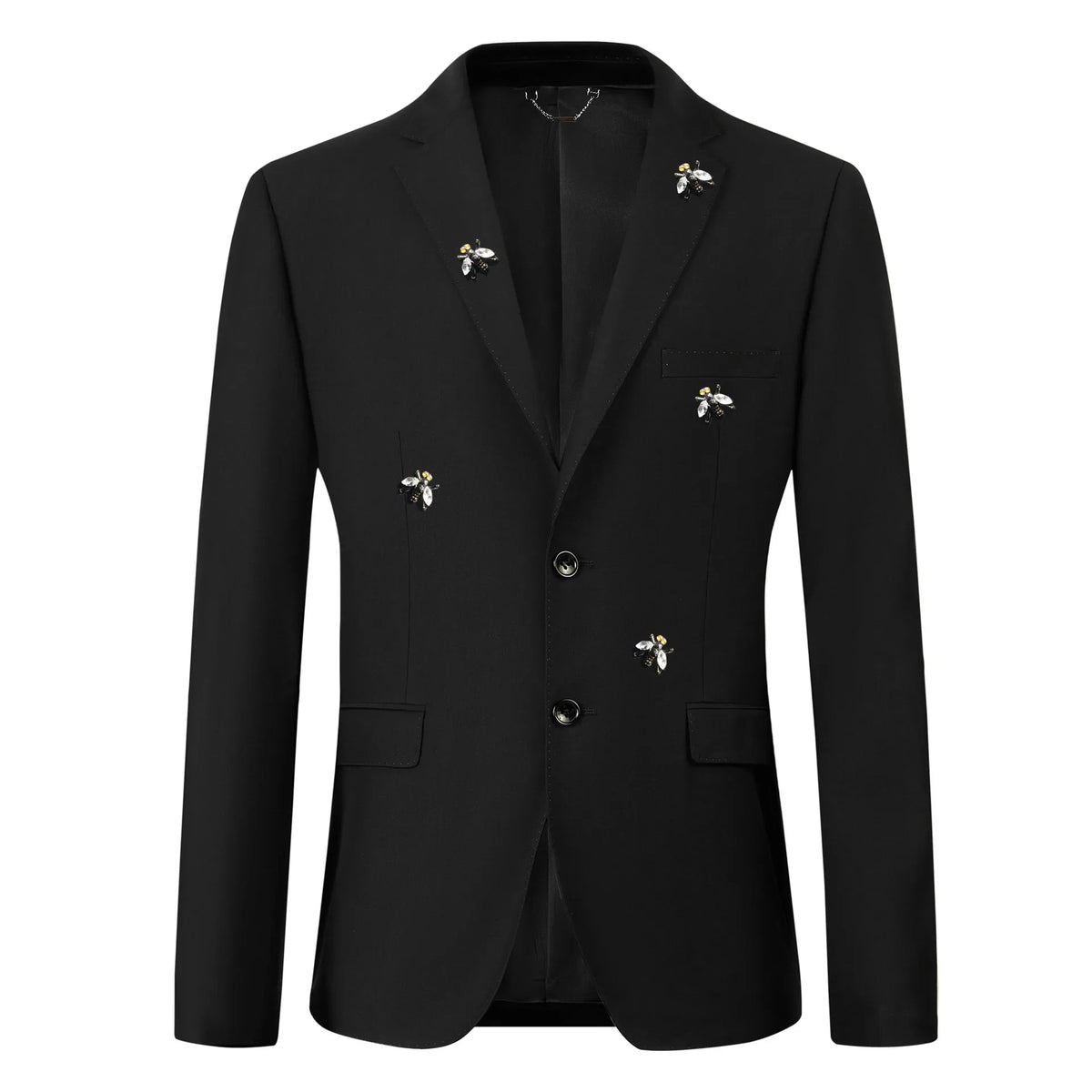 Handmade Bee Embroidery Suit Jacket for Men Autumn/Winter Casual Business Social Jacket Slim Party Banquet Stage Host Blazers