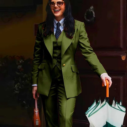 Fashion Single Breasted Women's Suits Blazer Luxury Regular Length 3 Piece Jacket Vest Pants Outfit Formal Lady Clothing Costume