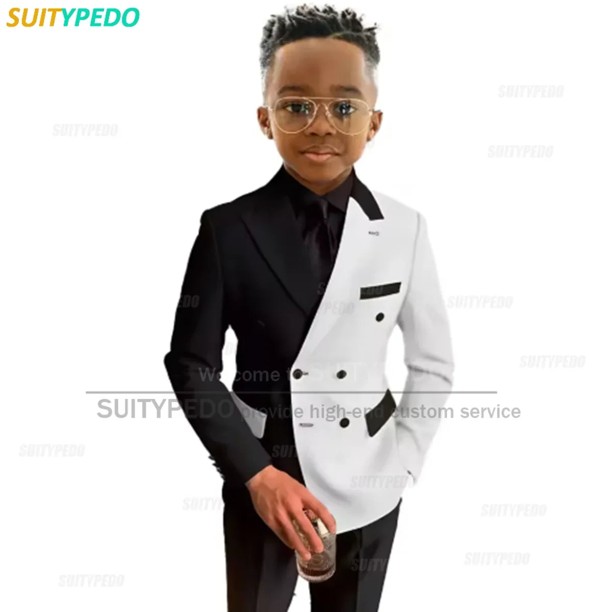 Fashion White And Burgundy Splicing Suit Sets For Boys School Activities Children Host Slim Fit Outfit Classic Blazer Pants 2Pcs
