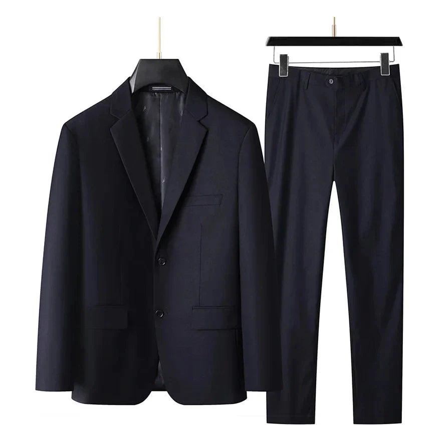 Men's 2-Piece Suit Notch Lapel Single Breasted Blazer with Flap Pockets for Business, Wedding & Formal Occasions