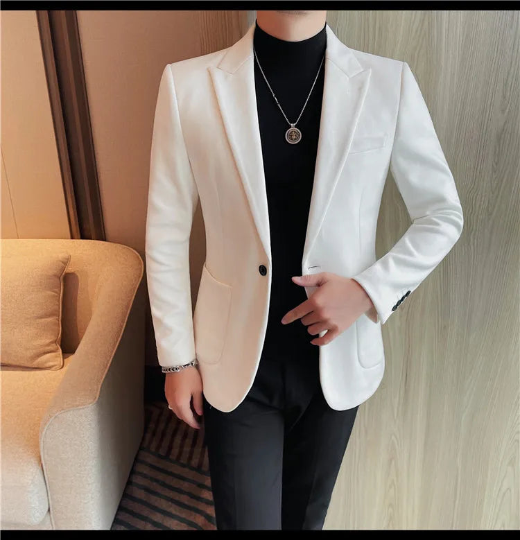2024 Autumn Winter Men's Suede Suit Jacket High End Business Casual Blazers Slim Fit Wedding Groom Street Wear Social Dress Coat