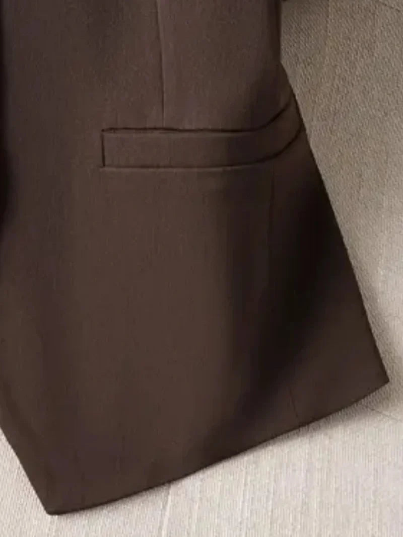 Vintage Inspired Women's Waistcoat Retro Brown V-Neck Slim Fit Suit Vest for a Classic Look，Office & Business Casual