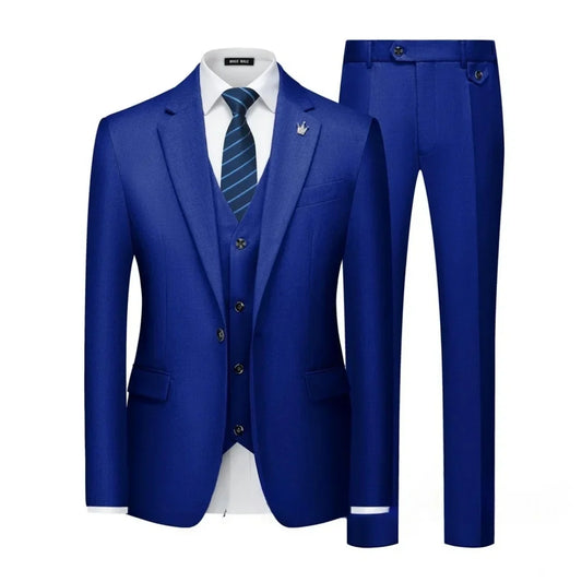 White Mens Suits Slim Fit 3 Piece Tuxedo Suit One Button Solid Prom Wedding Party Blazer Vest Pants Set trajes para hombre