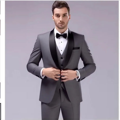 Costume 3 pièces de smoking multi-couleurs pour homme, revers châle noir, coupe ajustée, tenue formelle pour mariage, bal de promo et banquet