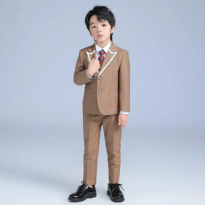 Latest Design Boy Suits 2 Piece High-end Peak Lapel Single Breasted Wear Formal Casual Daily Costume Child Wedding Tuxedo