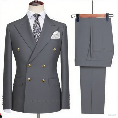 Costume Chic Décontracté Kaki Homme 2 Pièces Tenue De Soirée Formelle Business Mariage Marié Smoking Revers Cranté Veste Et Pantalon Double Boutonnage